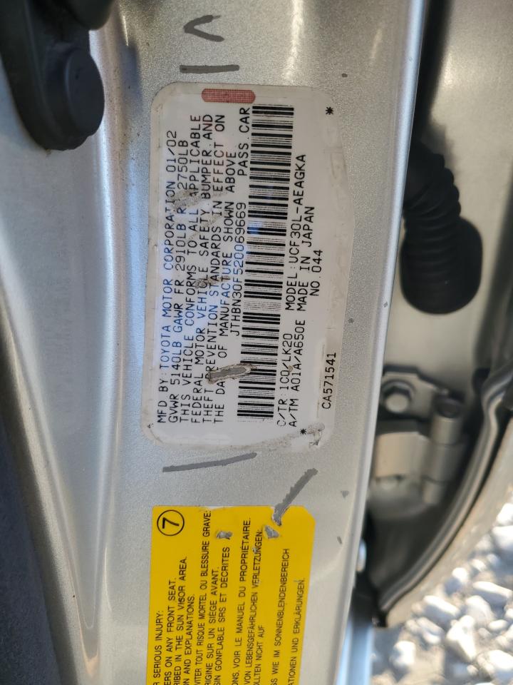 2002 Lexus Ls 430 VIN: JTHBN30F520069669 Lot: 47941035
