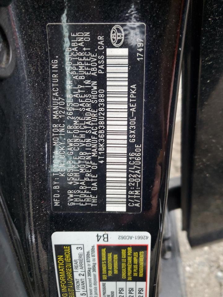 2008 Toyota Avalon Xl VIN: 4T1BK36B38U283880 Lot: 50329935