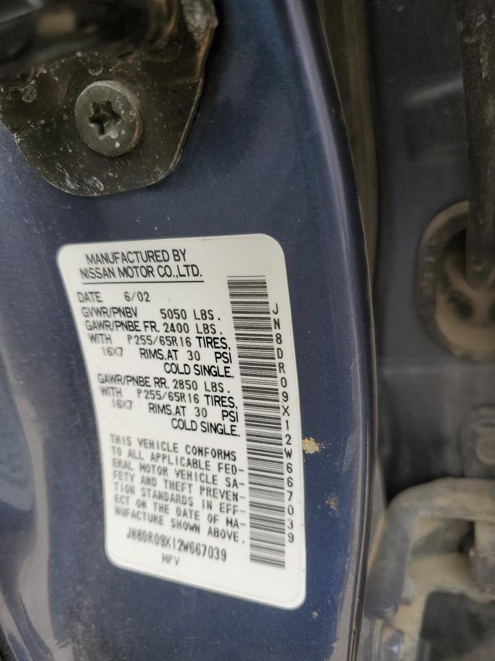 2002 Nissan Pathfinder Le VIN: JN8DR09X12W667039 Lot: 49721195