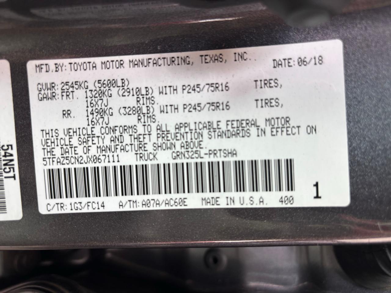 2018 Toyota Tacoma Double Cab VIN: 5TFAZ5CN2JX067111 Lot: 48014255