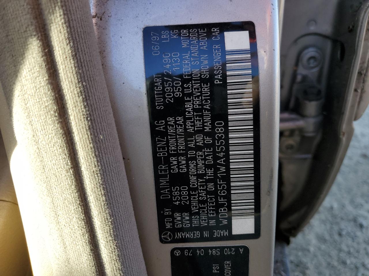 1998 Mercedes-Benz E 320 VIN: WDBJF65F1WA455380 Lot: 48215335