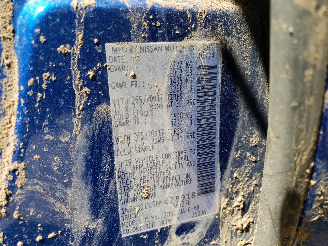 2024 Nissan Frontier S VIN: 1N6ED1EK5RN628918 Lot: 50246705