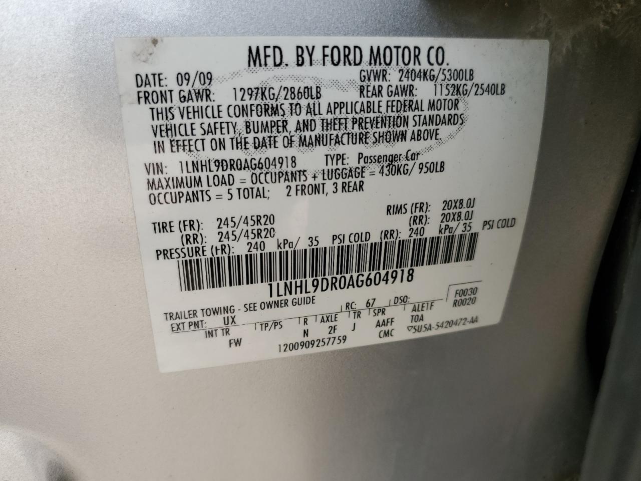 2010 Lincoln MKS - Image 12