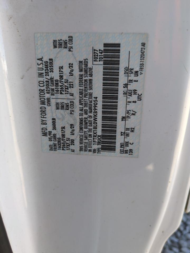 1998 Ford F150 VIN: 1FTRX18LOWKB99054 Lot: 50749235