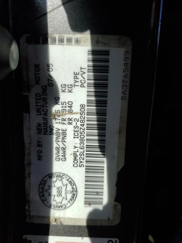 2005 Pontiac Vibe VIN: 5Y2SL63805Z482508 Lot: 46584945