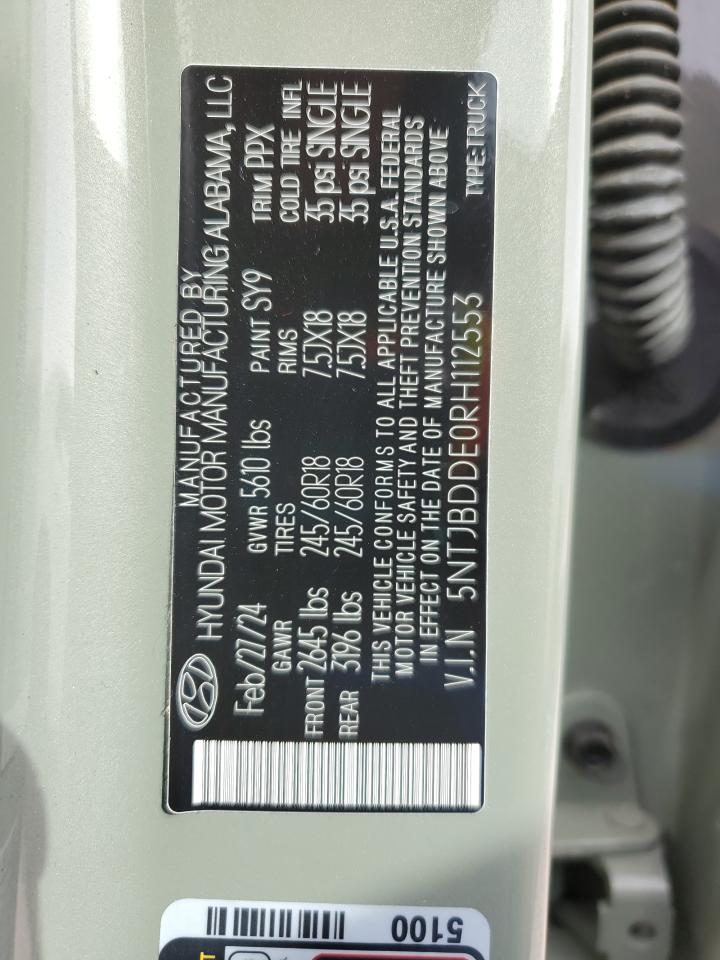 2024 Hyundai Santa Cruz Sel VIN: 5NTJBDDE0RH112553 Lot: 47674525