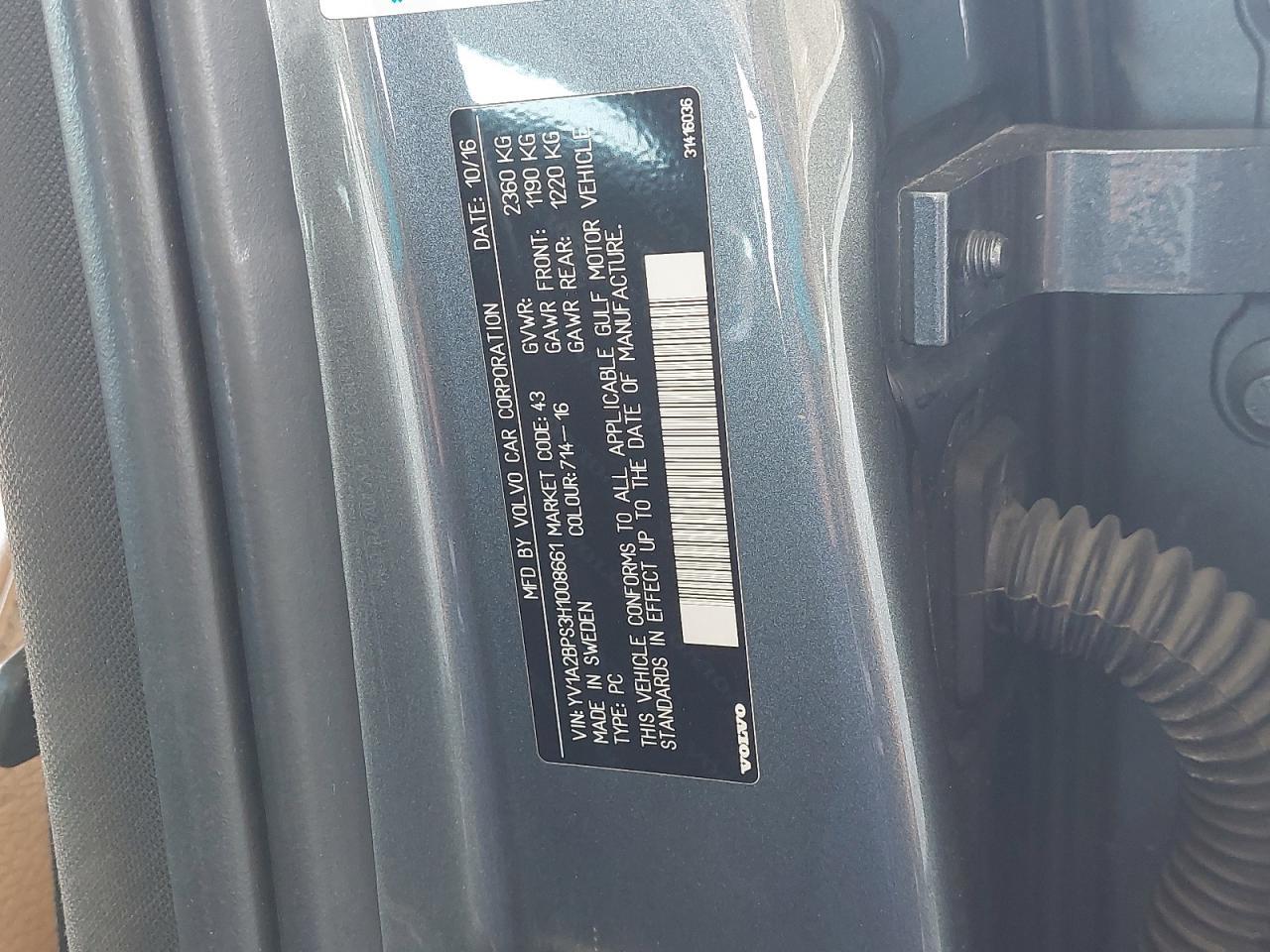 YV1A2BPS3H1008661 - 2017 Volvo S90 - #48264965