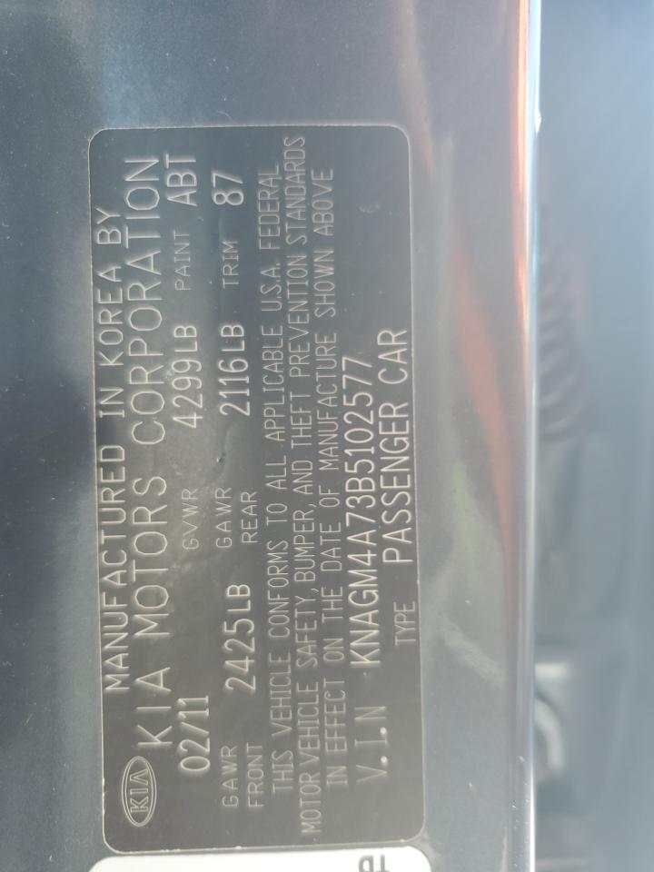 2011 Kia Optima Lx VIN: KNAGM4A73B5102577 Lot: 49052445
