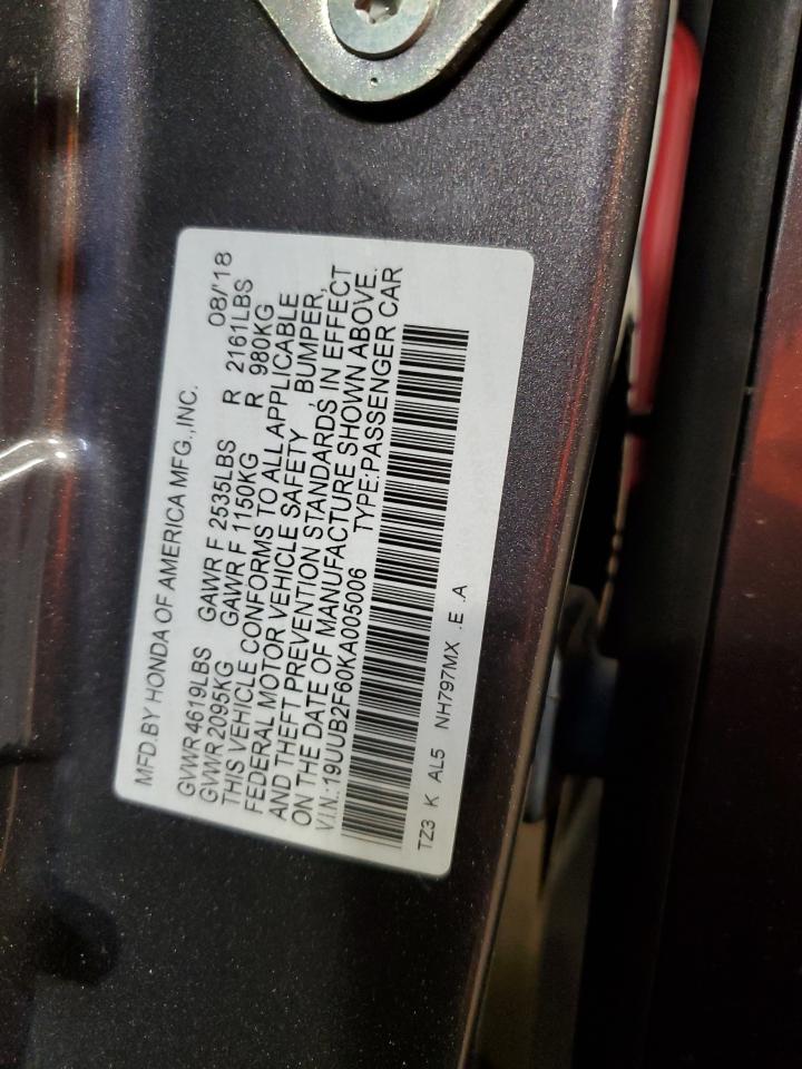 2019 Acura Tlx Technology VIN: 19UUB2F60KA005006 Lot: 50305185
