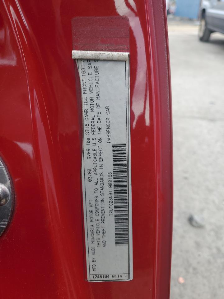 2001 Audi Tt VIN: TRUTC28N011002168 Lot: 50413085