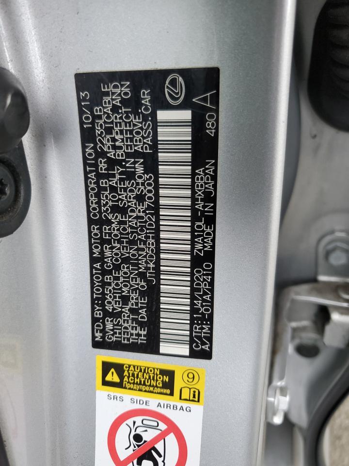 2013 Lexus Ct 200 VIN: JTHKD5BH1D2170003 Lot: 47608365