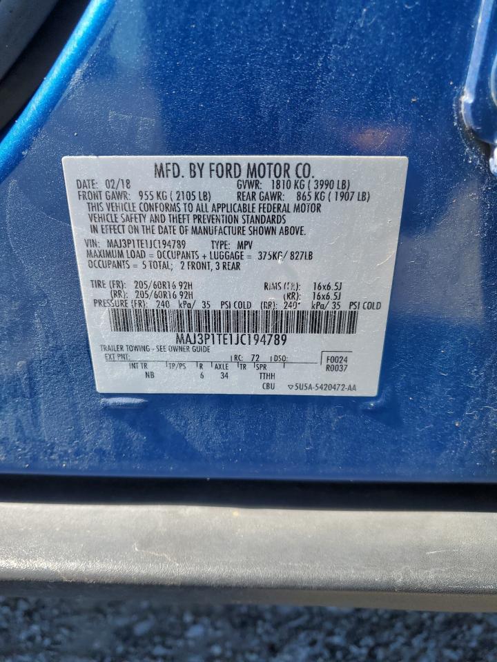 2018 Ford Ecosport Se VIN: MAJ3P1TE1JC194789 Lot: 50083665