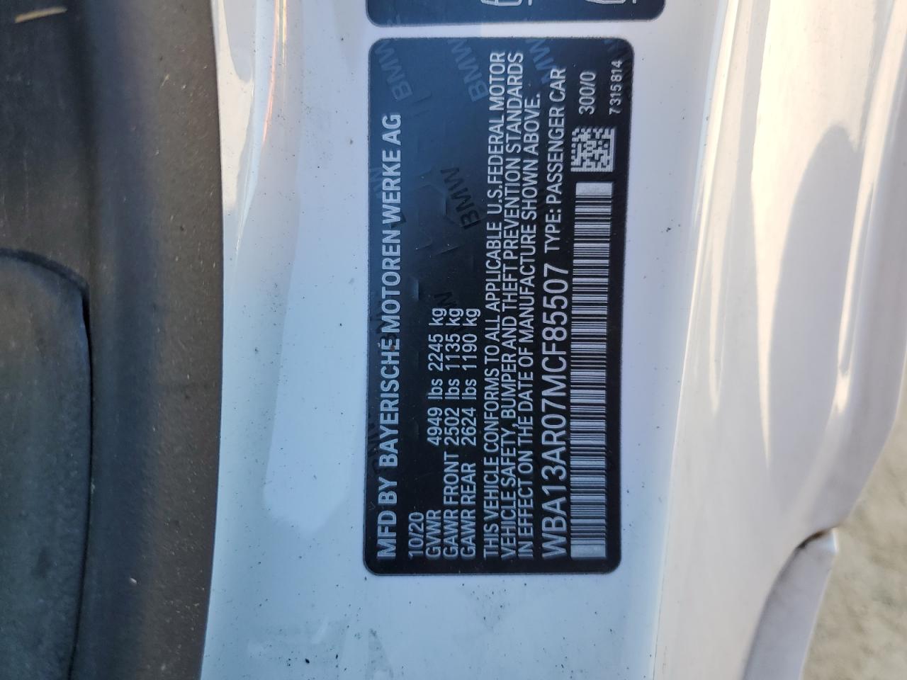 2021 BMW M440Xi VIN: WBA13AR07MCF85507 Lot: 54676795