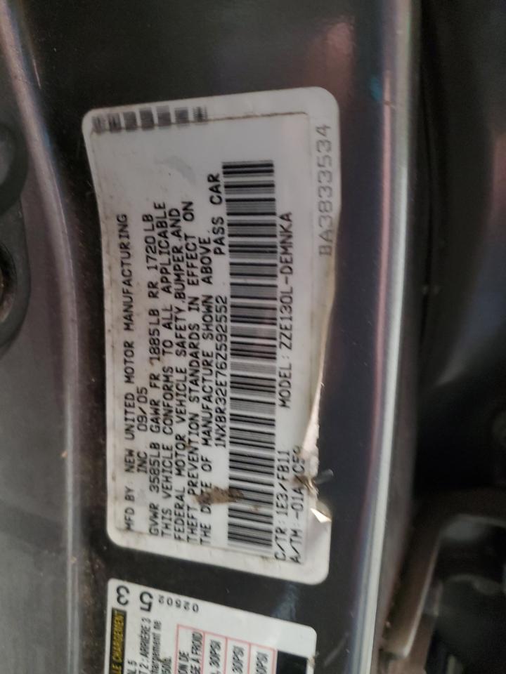 2006 Toyota Corolla Ce VIN: 1NXBR32E76Z592552 Lot: 49977325