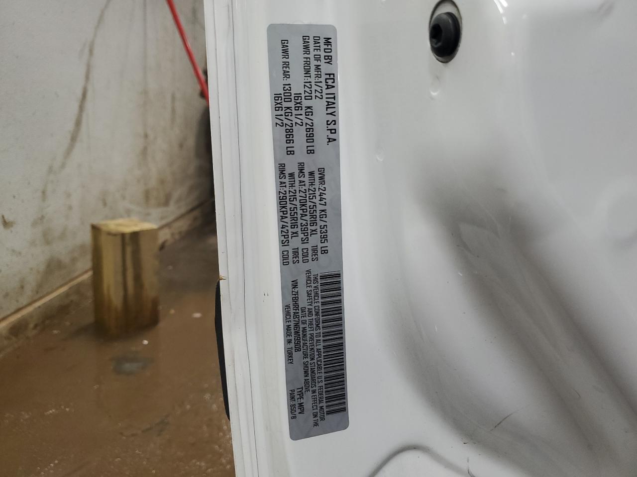 2022 Ram Promaster City Tradesman VIN: ZFBHRFAB7N6W19908 Lot: 47478925