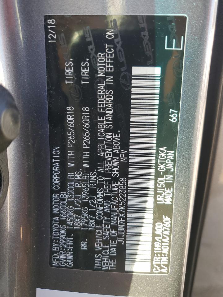 2019 Lexus Gx 460 VIN: JTJBM7FX7K5223858 Lot: 48883255
