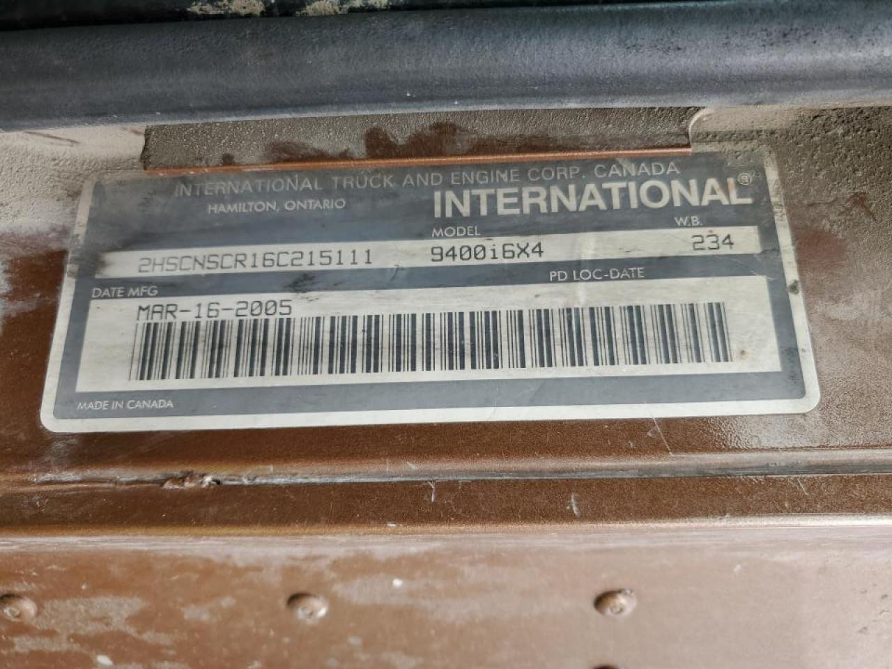 2006 International 9400I Semi Truck VIN: 2HSCNSCR16C215111 Lot: 51062095