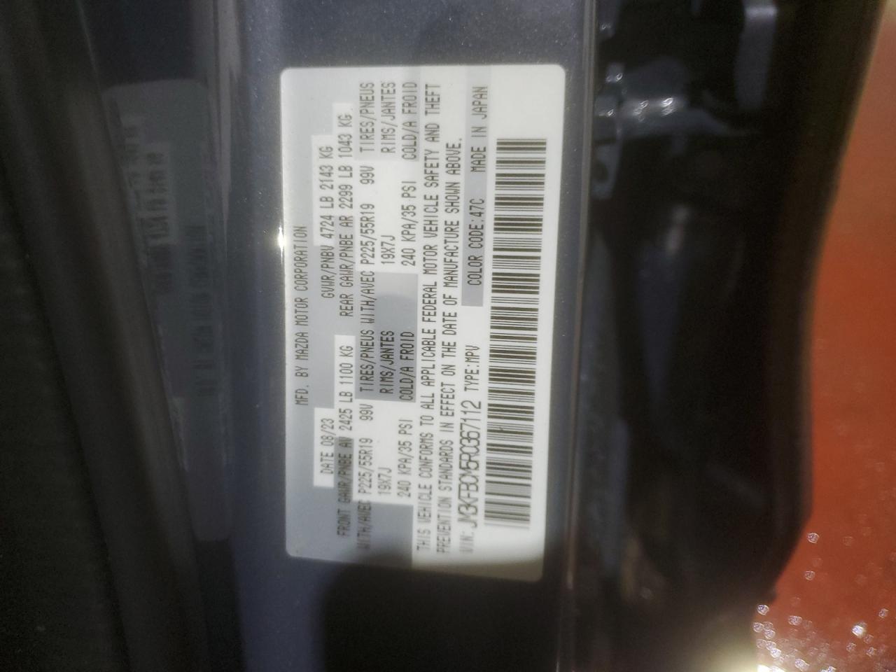 2024 Mazda Cx-5 Preferred VIN: JM3KFBCM5R0367112 Lot: 50359675