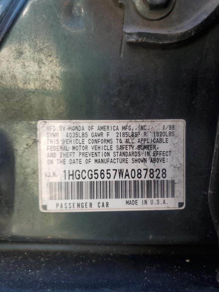 1998 Honda Accord Ex VIN: 1HGCG5657WA087828 Lot: 58505835