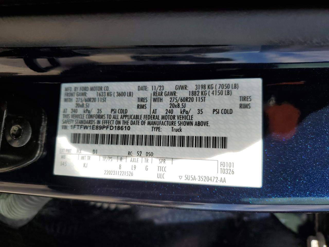 1FTFW1E89PFD18610 FORD F-150 2023