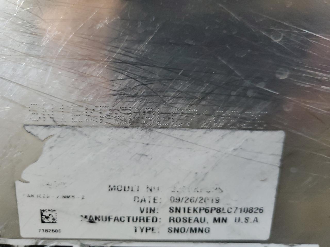2020 Polaris Indy 600 VIN: CN1EKP6P8LC710826 Lot: 50157275