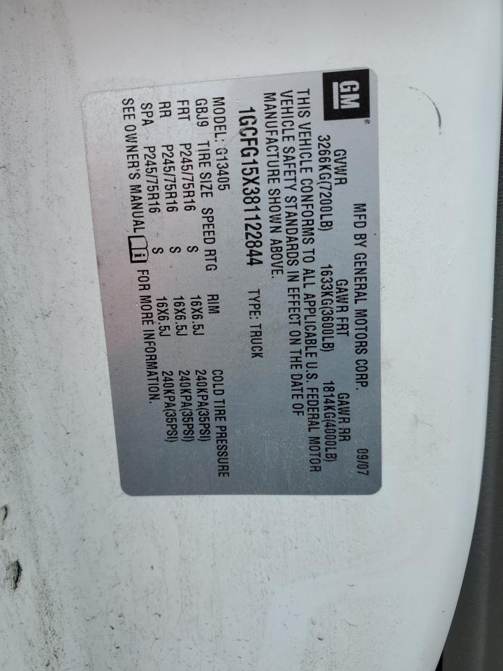 2008 Chevrolet Express G1500 VIN: 1GCFG15X381122844 Lot: 48743495