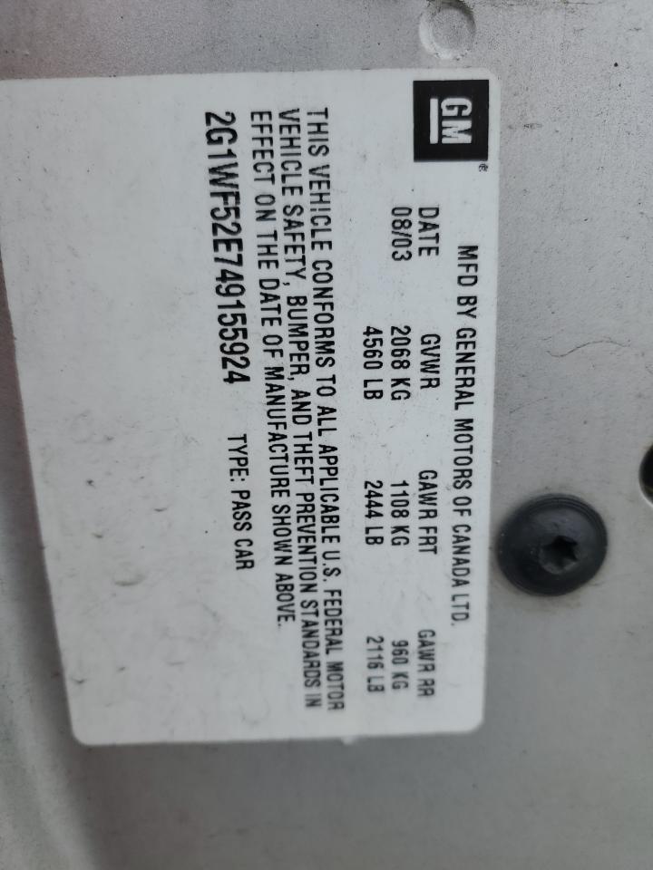 2004 Chevrolet Impala VIN: 2G1WF52E749155924 Lot: 51100295