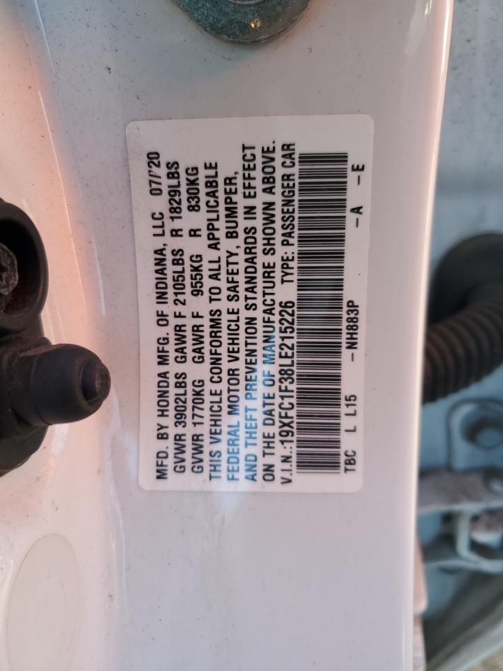 2020 Honda Civic Ex VIN: 19XFC1F38LE215226 Lot: 51276405