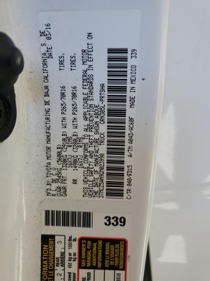 2016 Toyota Tacoma Double Cab VIN: 3TMCZ5AN9GM023990 Lot: 51068305
