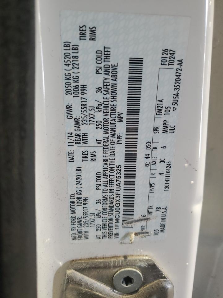 2015 Ford Escape Se VIN: 1FMCU0GX3FUA75325 Lot: 50317015