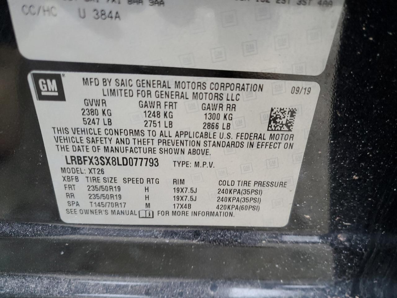 2020 Buick Envision Premium VIN: LRBFX3SX8LD077793 Lot: 48144445