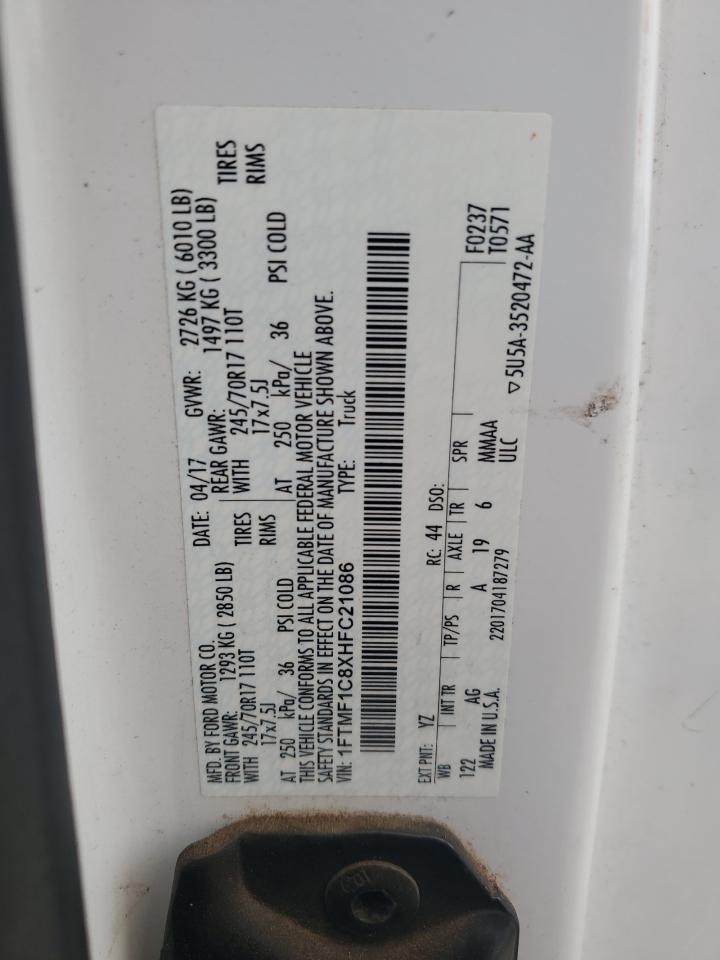 2016 Ford F 150 VIN: FC21086 Lot: 50918665