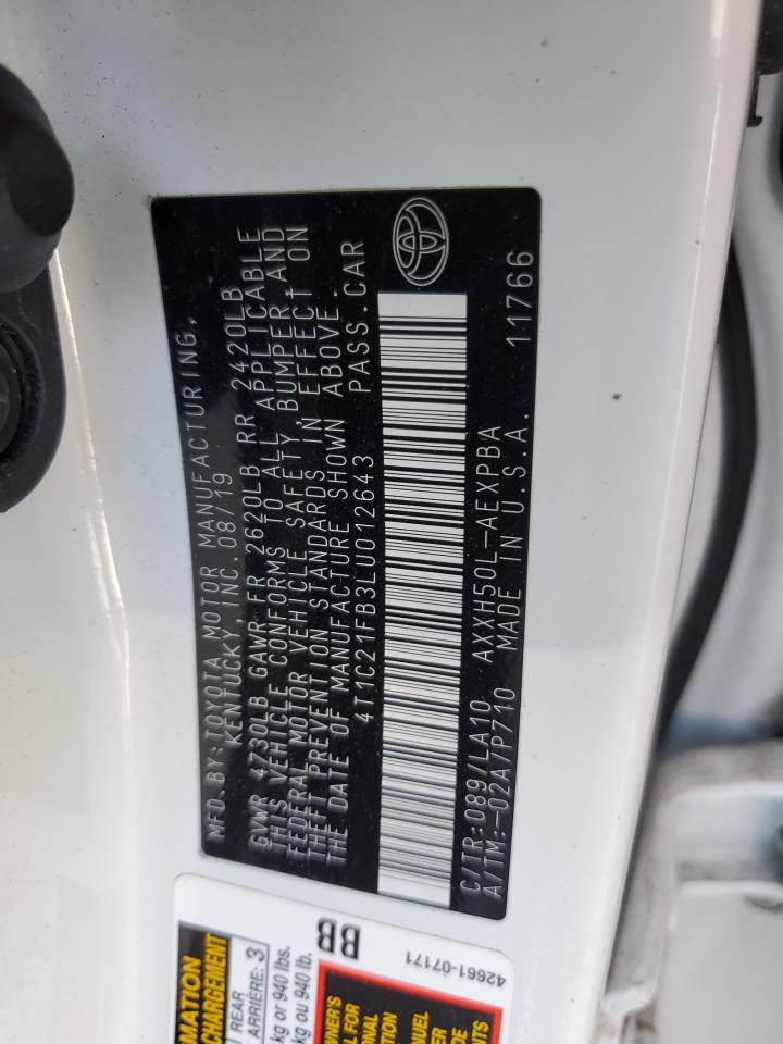 2020 Toyota Avalon Limited VIN: 4T1C21FB3LU012643 Lot: 50376145
