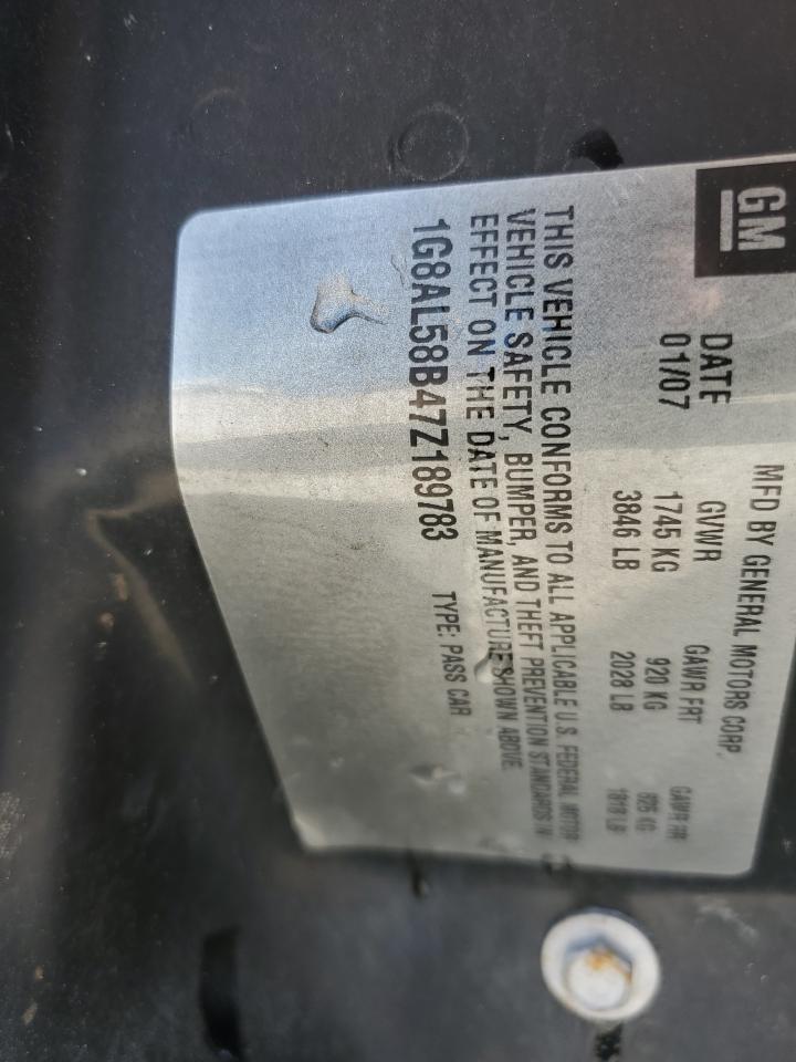 2007 Saturn Ion Level 3 VIN: 1G8AL58B47Z189783 Lot: 49323785