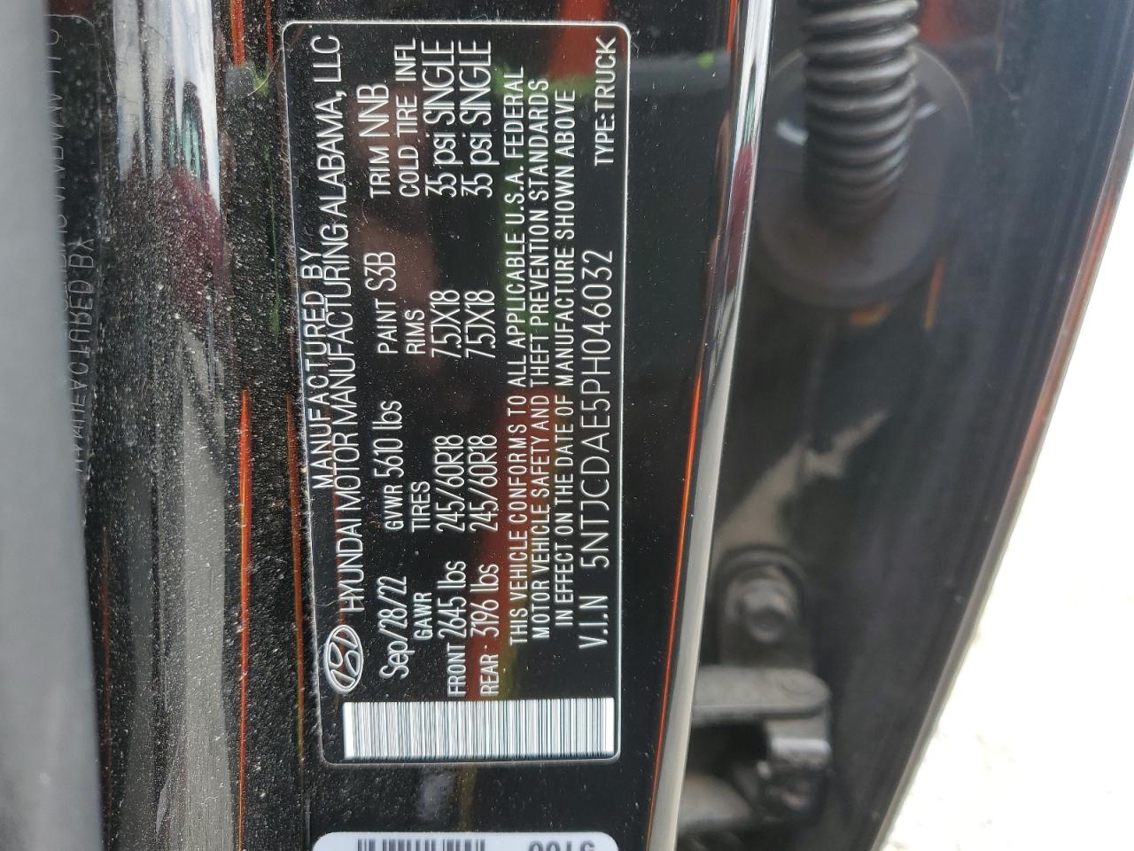 2023 Hyundai Santa Cruz Sel VIN: 5NTJCDAE5PH046032 Lot: 50881265