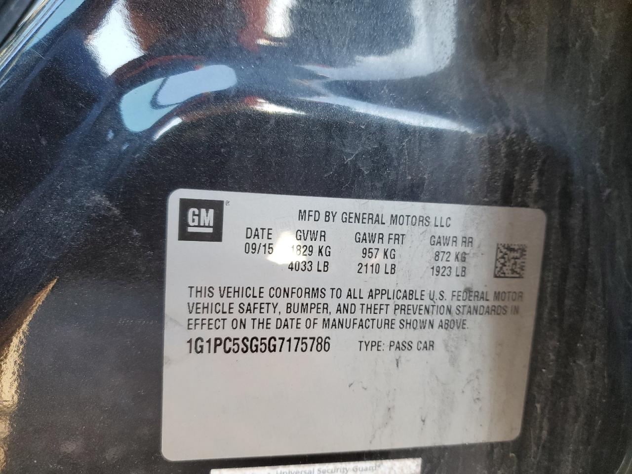 2016 Chevrolet Cruze Limited Ls VIN: 1G1PC5SG5G7175786 Lot: 49375455