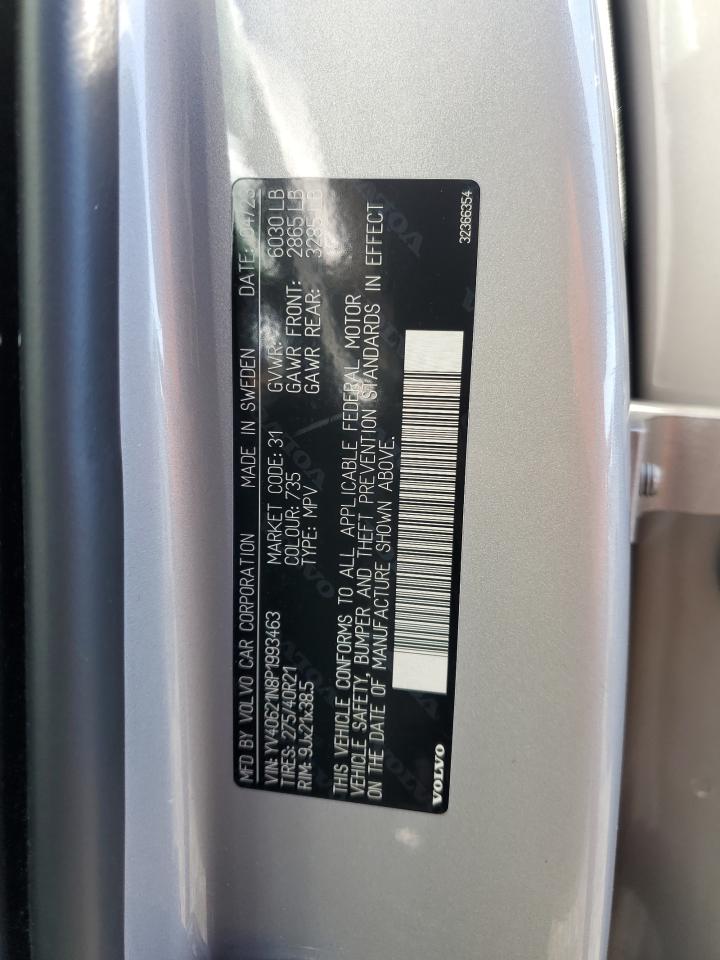 2023 Volvo Xc90 Plus VIN: YV40621N8P1993463 Lot: 48588845