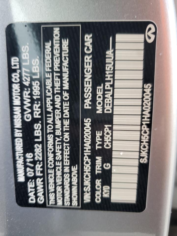 VIN: SJKCH5CP1HA020045 Auction: COPART Lot: 49338735 Location: VA - FREDERICKSBURG VIN: SJKCH5CP1HA020045 INFINITI QX30 2017 SILVER Photo 12