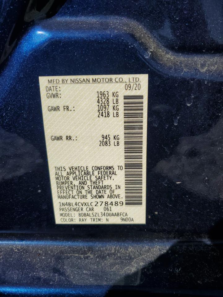 2020 Nissan Altima Sr VIN: 1N4BL4CVXLC278489 Lot: 49692045