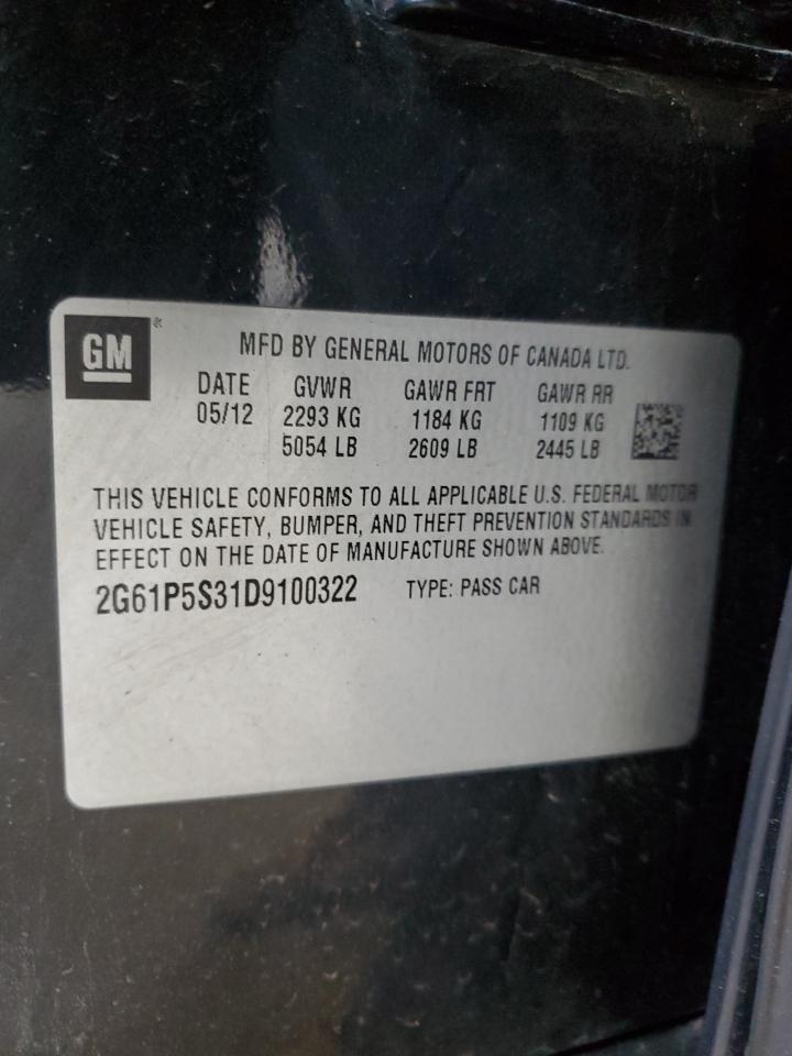 2013 Cadillac Xts Luxury Collection VIN: 2G61P5S31D9100322 Lot: 50344805