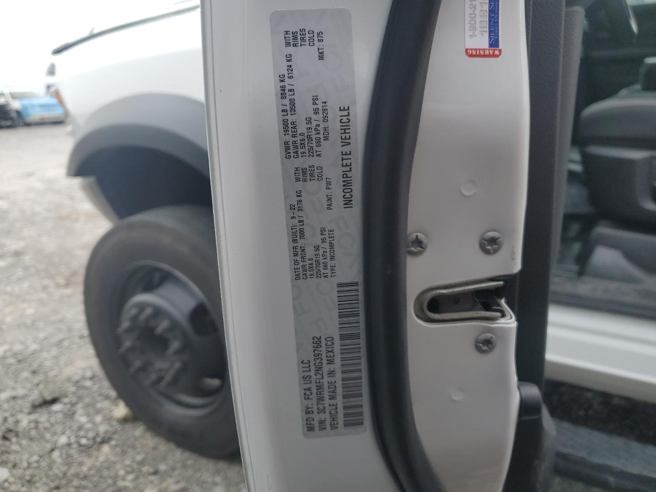 2022 Ram 5500 VIN: 3C7WRMFL2NG397662 Lot: 47296465