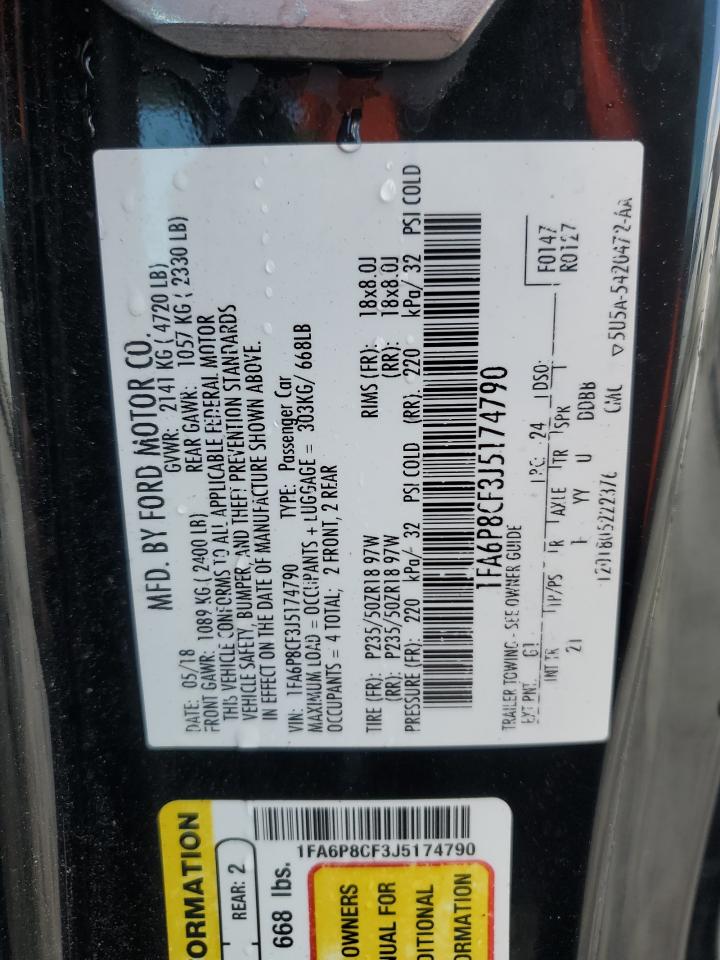 2018 Ford Mustang Gt VIN: 1FA6P8CF3J5174790 Lot: 48994265