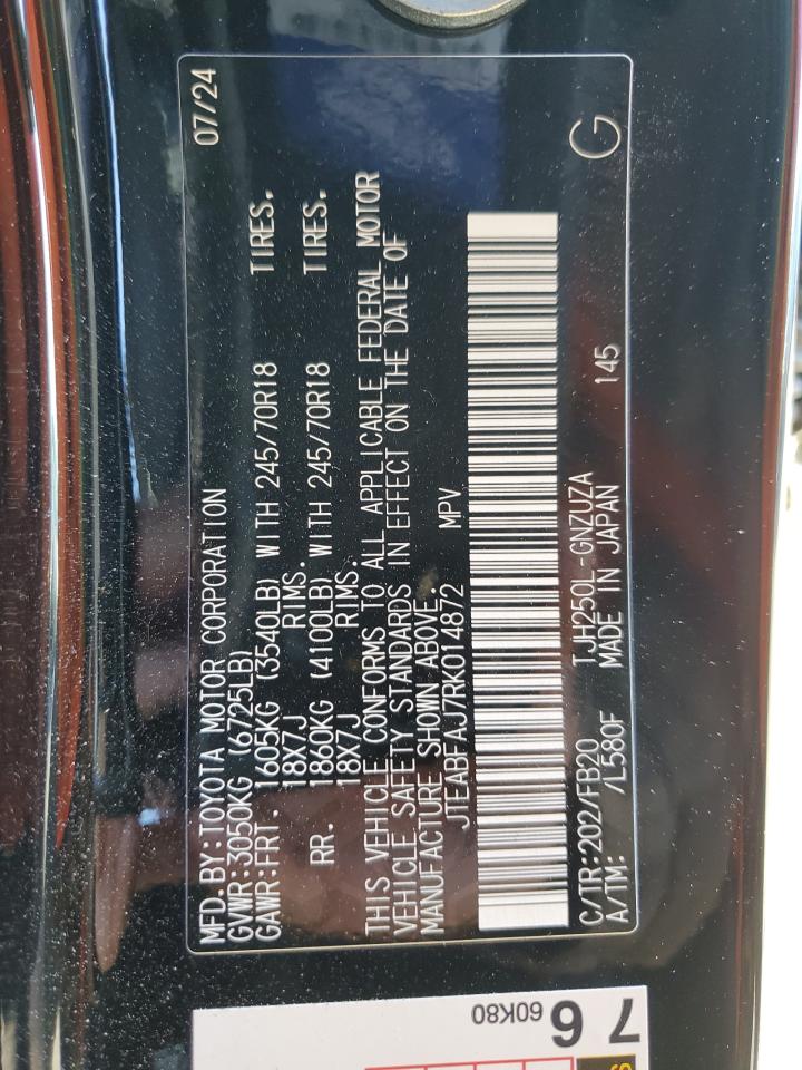2024 Toyota Land Cruiser Base VIN: JTEABFAJ7RK014872 Lot: 44523325