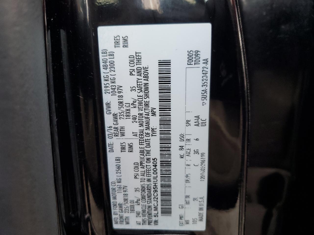 2017 Lincoln Mkc Select VIN: 5LMCJ2C95HUL00405 Lot: 47207655