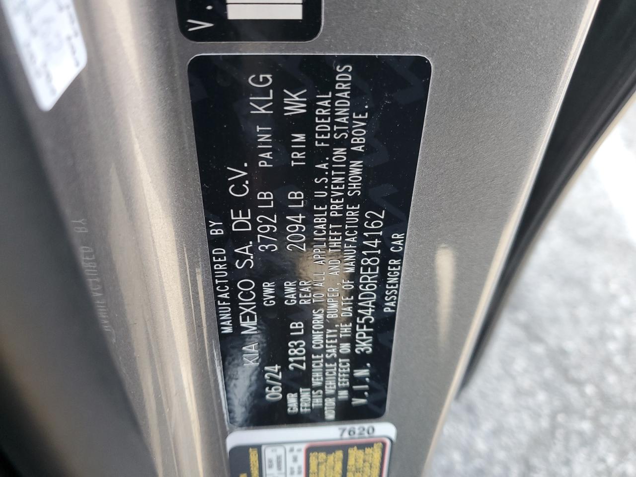 2024 Kia Forte Gt Line VIN: 3KPF54AD6RE814162 Lot: 49585605