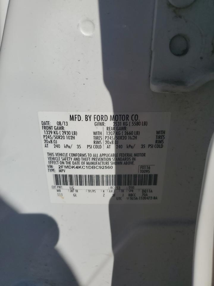 2013 Ford Edge Limited VIN: 2FMDK4KC1DBC92560 Lot: 48717645