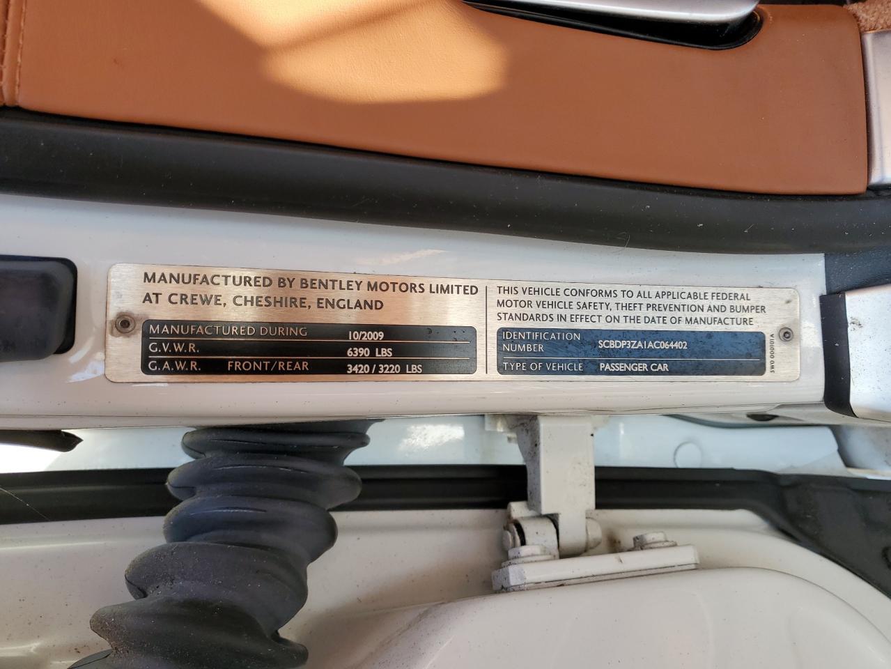 2010 Bentley Continental Gtc Speed VIN: SCBDP3ZA1AC064402 Lot: 50748305