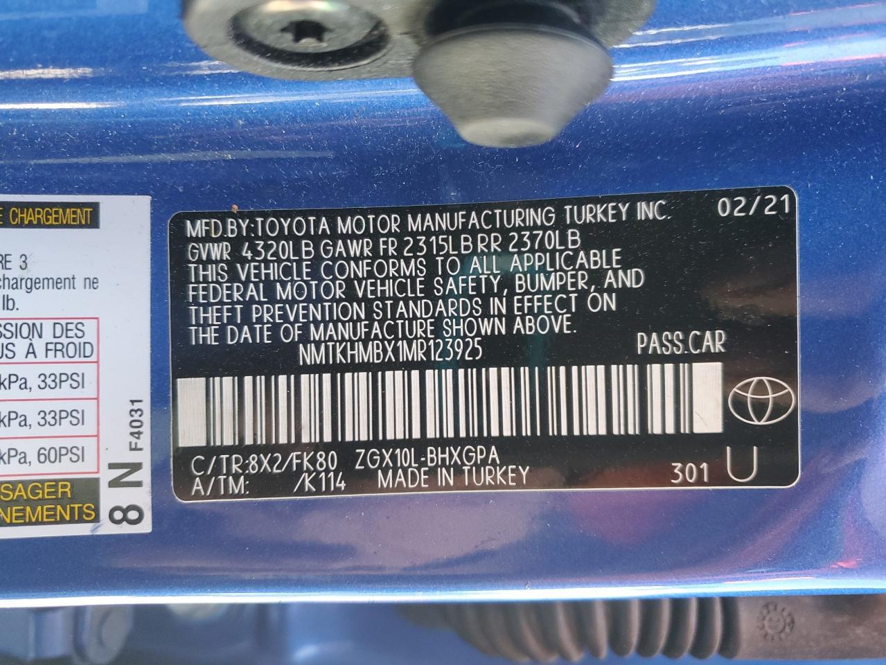 2021 Toyota C-Hr Xle VIN: NMTKHMBX1MR123925 Lot: 49704625