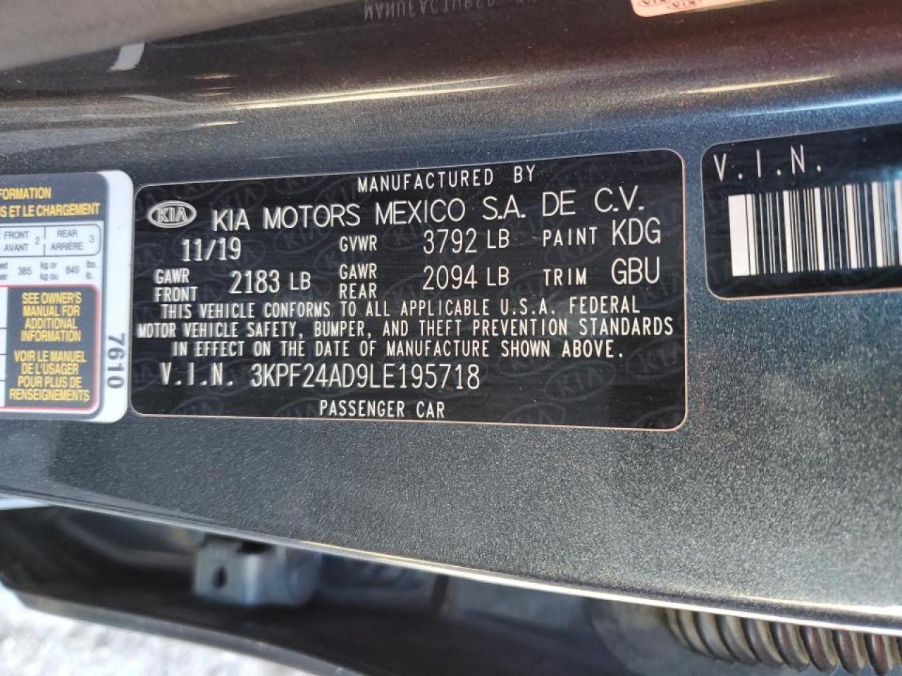 2020 Kia Forte Fe VIN: 3KPF24AD9LE195718 Lot: 48077415