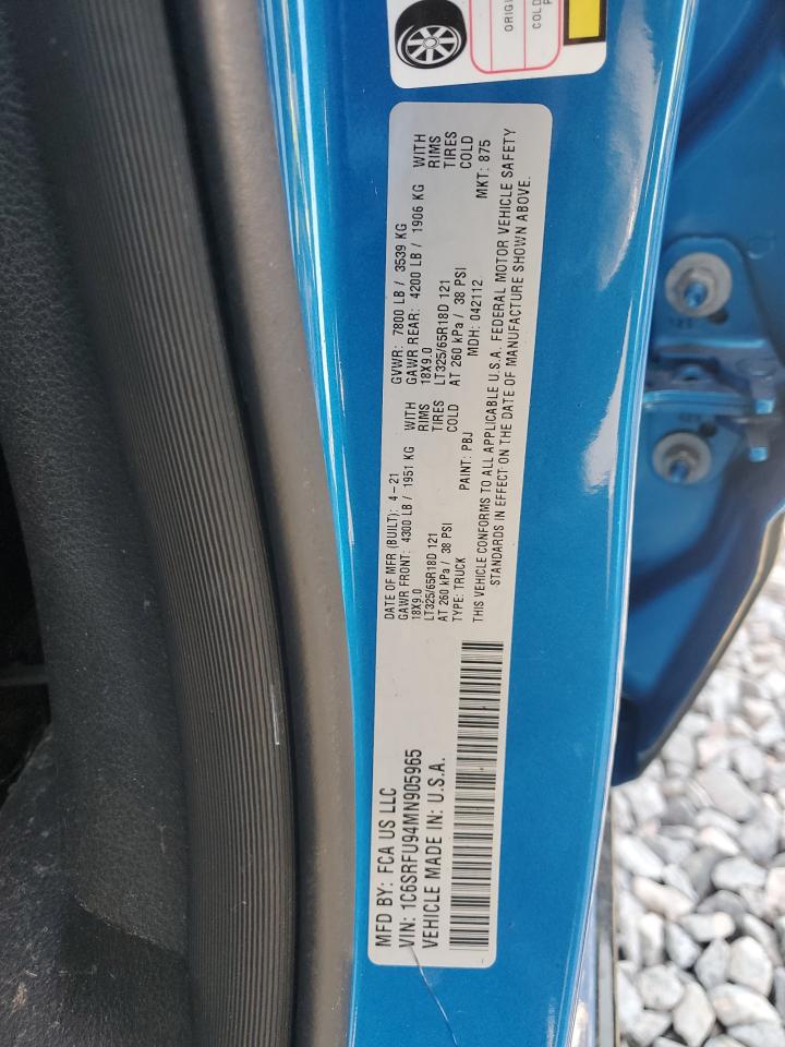 2021 Ram 1500 Trx VIN: 1C6SRFU94MN905965 Lot: 54550435